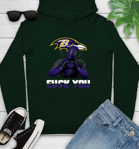 NHL Baltimore Ravens Deadpool Love You Fuck You Football Sports Youth Hoodie 14