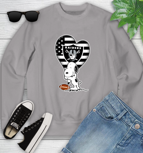 Oakland Raiders NFL Football The Peanuts Movie Adorable Snoopy Youth Sweatshirt 4