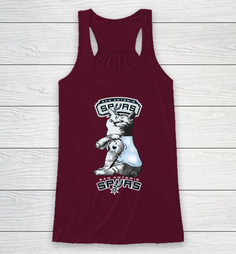 NBA Basketball My Cat Loves San Antonio Spurs Racerback Tank 2