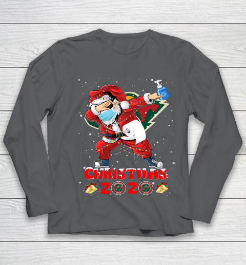 Minnesota Wild Funny Santa Claus Dabbing Christmas 2020 NHL Youth Long Sleeve 6