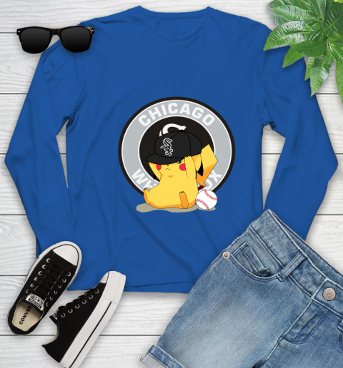 MLB Pikachu Baseball Sports Chicago White Sox Youth Long Sleeve 9