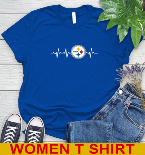 Pittsburgh Steelers NFL Football Heart Beat Shirt Women's T-Shirt 10