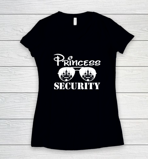 Princess Security Team Dad Mom Birthday Party Family Trip Women's V-Neck T-Shirt