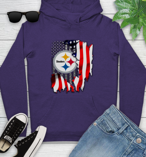 Pittsburgh Steelers NFL Football American Flag Youth Hoodie 5