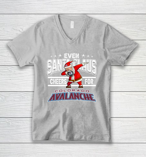 Colorado Avalanche Even Santa Claus Cheers For Christmas NHL V-Neck T-Shirt 3