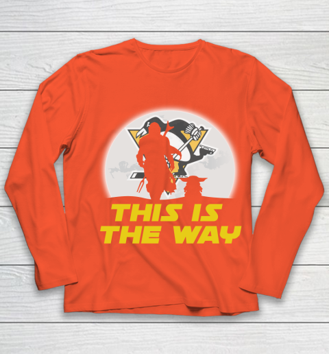 Pittsburgh Penguins NHL Ice Hockey Star Wars Yoda And Mandalorian This Is The Way Youth Long Sleeve 3