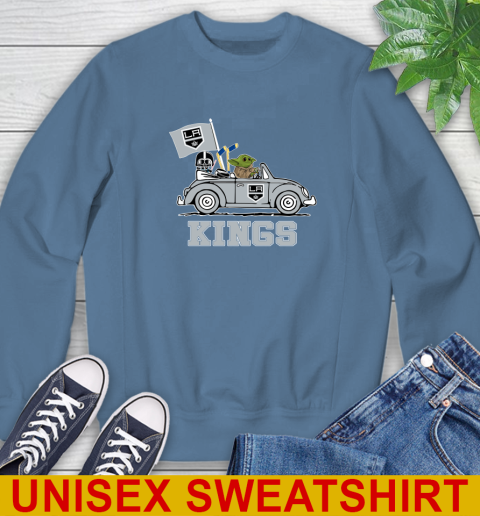 NHL Hockey Los Angeles Kings Darth Vader Baby Yoda Driving Star Wars Shirt Sweatshirt 8