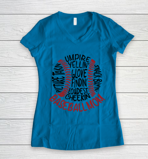 Mother's Day Funny Gift Ideas Apparel  Baseball Mom 2 T Shirt Women's V-Neck T-Shirt 4