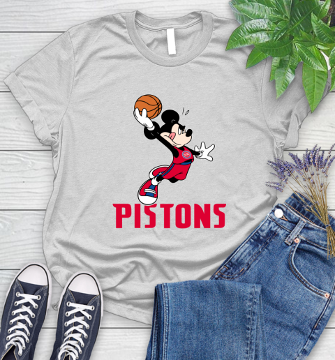 NBA Basketball Detroit Pistons Cheerful Mickey Mouse Shirt Women's T-Shirt 2