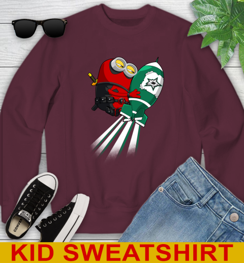 NHL Hockey Dallas Stars Deadpool Minion Marvel Shirt Youth Sweatshirt 4