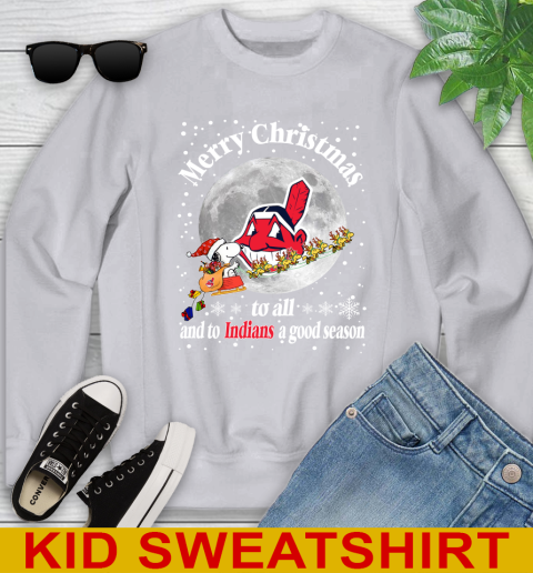 Cleveland Indians Merry Christmas To All And To Indians A Good Season MLB Baseball Sports Youth Sweatshirt 3