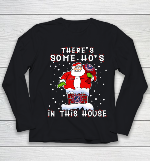 Atlanta Braves Christmas There Is Some Hos In This House Santa Stuck In The Chimney MLB Youth Long Sleeve
