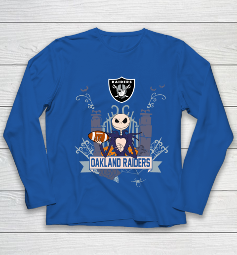 NFL Oakland Raiders Football Jack Skellington Halloween Youth Long Sleeve 7