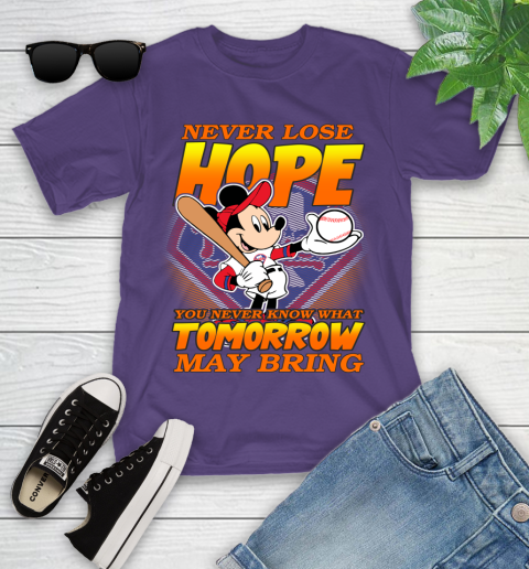 Philadelphia Phillies MLB Baseball Mickey Disney Never Lose Hope Youth T-Shirt 3