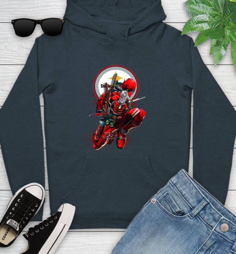 NFL Deadpool Marvel Comics Sports Football Pittsburgh Steelers Youth Hoodie 8