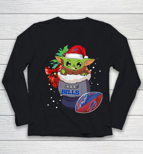 Buffalo Bills Christmas Baby Yoda Star Wars Funny Happy NFL Youth Long Sleeve
