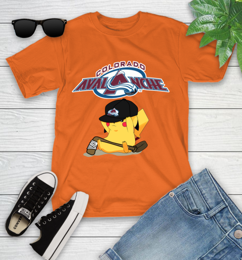 NHL Pikachu Hockey Sports Colorado Avalanche Youth T-Shirt 7