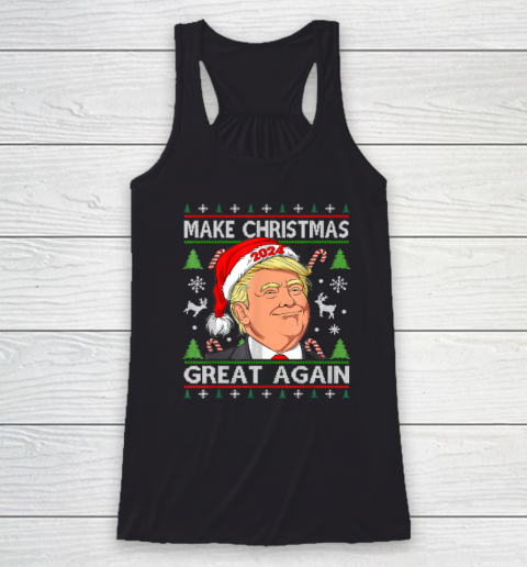 Funny Trump 2024 Make Christmas Great Again Ugly Racerback Tank