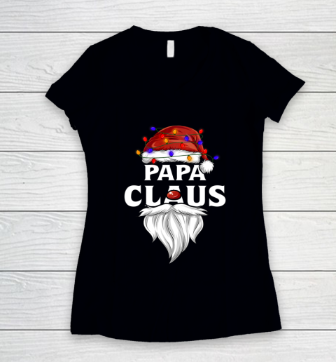 Papa Claus Shirt Christmas Pajama Family Matching Xmas Women's V-Neck T-Shirt