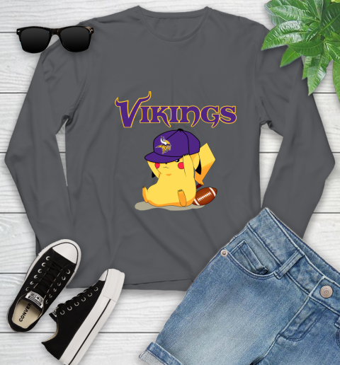 NFL Pikachu Football Sports Minnesota Vikings Youth Long Sleeve 8