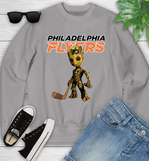 Philadelphia Flyers NHL Hockey Groot Marvel Guardians Of The Galaxy Youth Sweatshirt 4