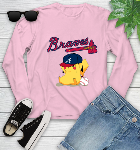 MLB Pikachu Baseball Sports Atlanta Braves Youth Long Sleeve 10