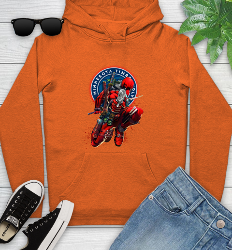 NBA Deadpool Marvel Comics Sports Basketball Minnesota Timberwolves Youth Hoodie 5