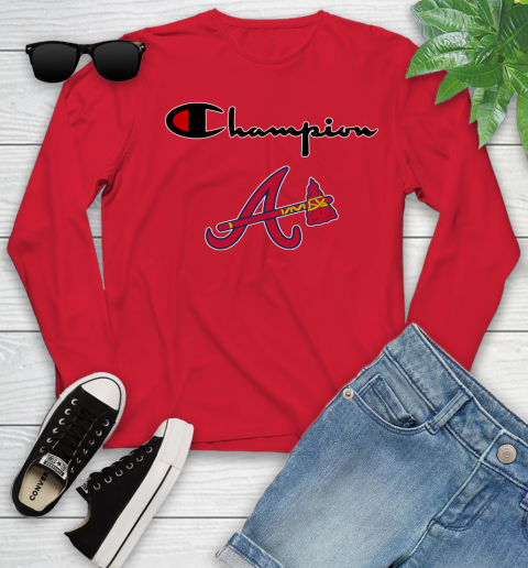 MLB Baseball Atlanta Braves Champion Shirt Youth Long Sleeve 9
