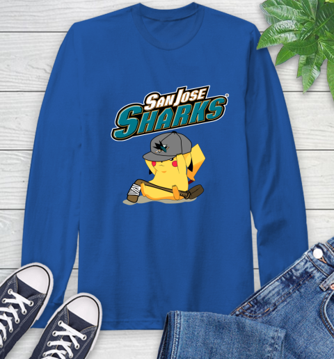 NHL Pikachu Hockey Sports San Jose Sharks Long Sleeve T-Shirt 9