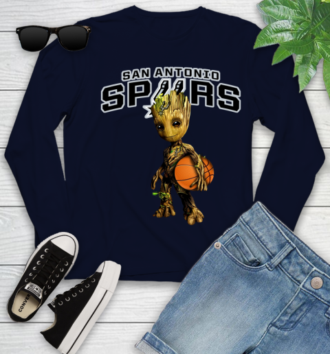 San Antonio Spurs NBA Basketball Groot Marvel Guardians Of The Galaxy Youth Long Sleeve 3