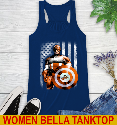 Baltimore Orioles MLB Baseball Captain America Marvel Avengers American Flag Shirt Racerback Tank 7