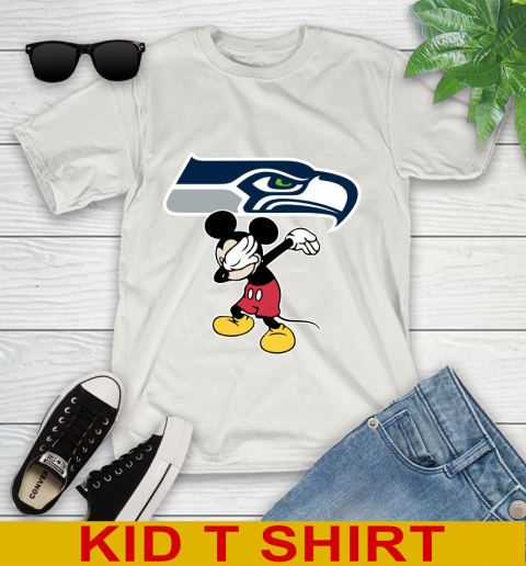 Seattle Seahawks NFL Football Dabbing Mickey Disney Sports Youth T-Shirt 12