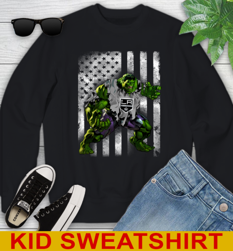 Los Angeles Kings Hulk Marvel Avengers NHL Hockey American Flag Youth Sweatshirt
