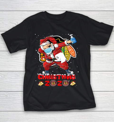 Chicago Blackhawks Funny Santa Claus Dabbing Christmas 2020 NHL Youth T-Shirt