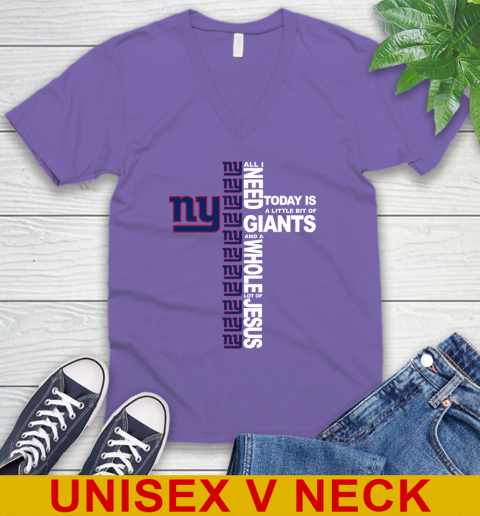 NFL All I Need Today Is A Little Bit Of New York Giants Cross Shirt V-Neck T-Shirt 8