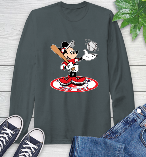 MLB Baseball Boston Red Sox Cheerful Mickey Disney Shirt Long Sleeve T-Shirt 7