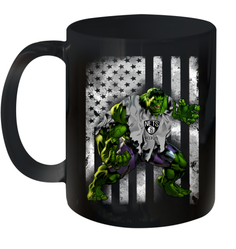 Brooklyn Nets Hulk Marvel Avengers NBA Basketball American Flag Ceramic Mug 11oz