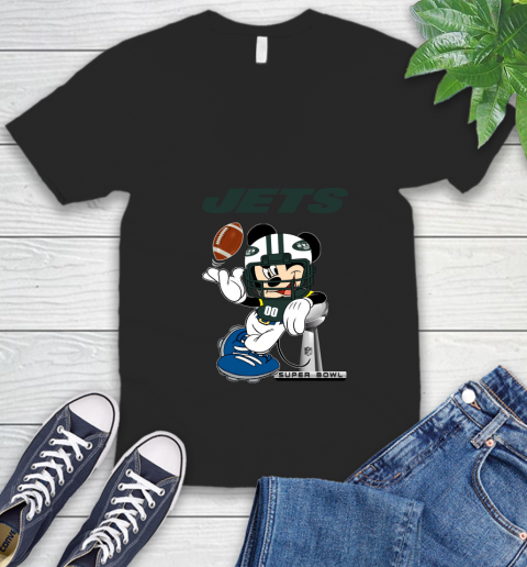 NFL New York Jets Mickey Mouse Disney Super Bowl Football T Shirt V-Neck T-Shirt 12