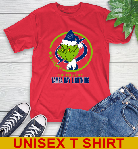 Tampa Bay Lightning NHL Christmas Grinch I Hate People But I Love My Favorite Hockey Team T-Shirt 10