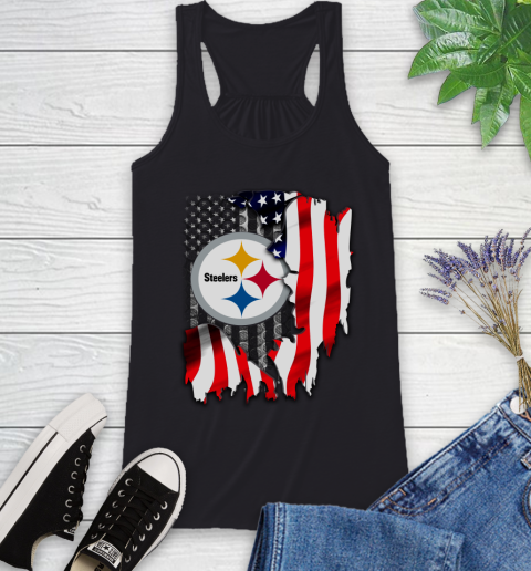 Pittsburgh Steelers NFL Football American Flag Racerback Tank