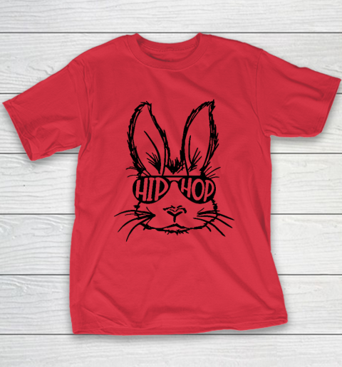 Hip Hop Bunny Face With Sunglasses Easter Day Youth T-Shirt 7