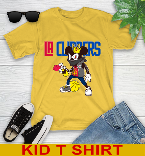 LA Clippers NBA Basketball Mickey Peace Sign Sports Youth T-Shirt 8