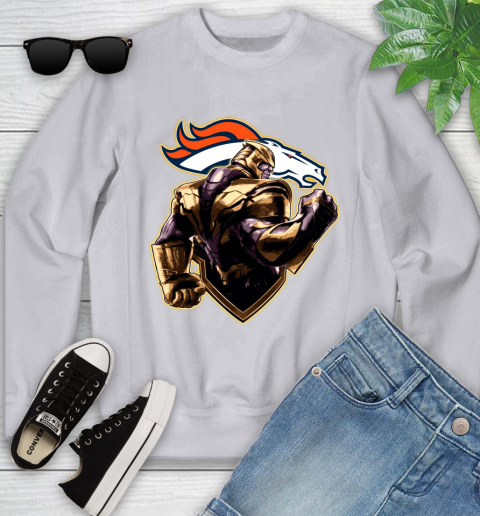 NFL Thanos Avengers Endgame Football Sports Denver Broncos Youth Sweatshirt 4