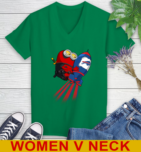 NFL Football Buffalo Bills Deadpool Minion Marvel Shirt Women's V-Neck T-Shirt 5