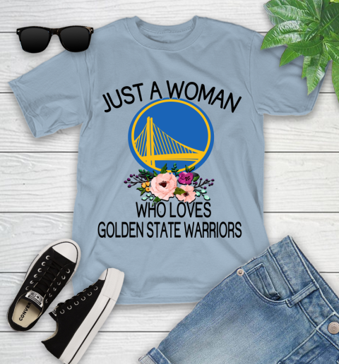 NBA Just A Woman Who Loves Golden State Warriors Basketball Sports Youth T-Shirt 6
