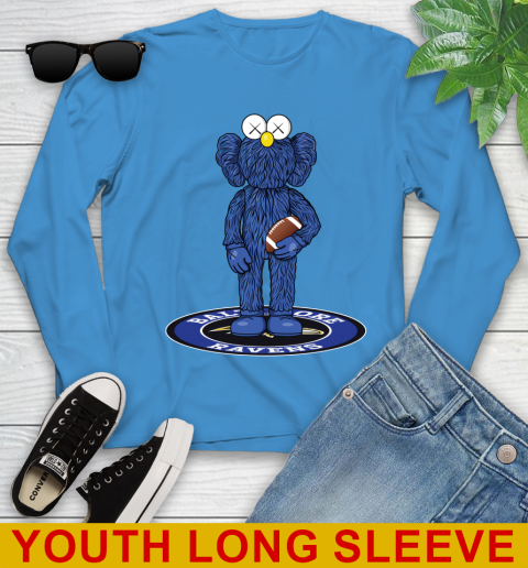 NFL Football Baltimore Ravens Kaws Bff Blue Figure Shirt Youth Long Sleeve 9 NFL Football Baltimore Ravens Kaws Bff Blue Figure Shirt Youth Long Sleeve - Image 9