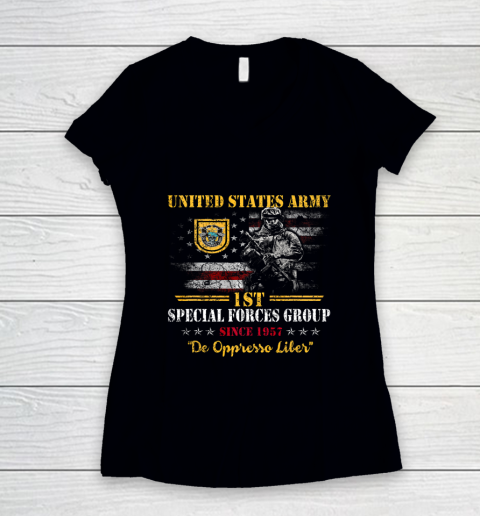 Veteran Shirt 1st Special Forces Group Veteran 1st SFG Shirt 4th of July Women's V-Neck T-Shirt