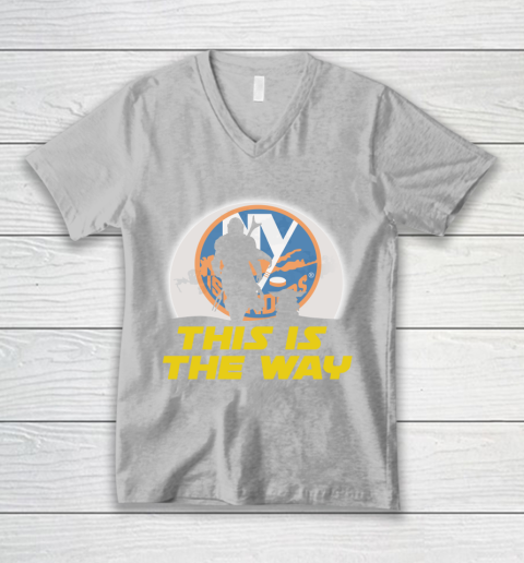 New York Islanders NHL Ice Hockey Star Wars Yoda And Mandalorian This Is The Way V-Neck T-Shirt 3