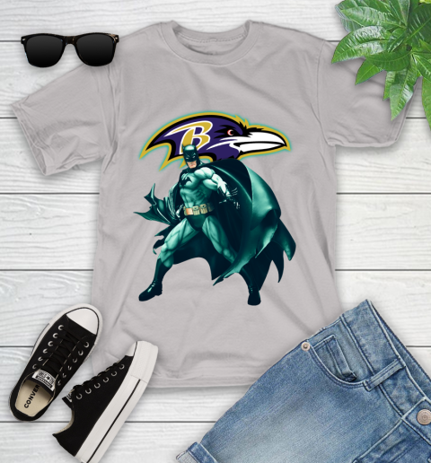 NFL Batman Football Sports Baltimore Ravens Youth T-Shirt 12