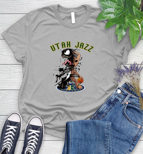 NBA Utah Jazz Basketball Venom Groot Guardians Of The Galaxy Women's T-Shirt 5